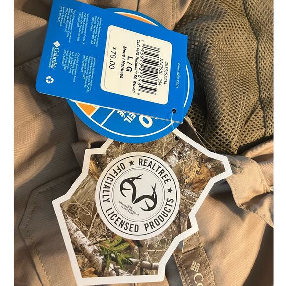 Columbia Men's Tan Oklahoma Sooners PHG Bucktail Hunting Button-Up Shirt SZ Lg - Picture 6 of 6